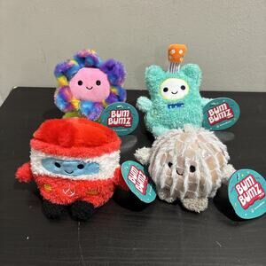 Lot Of 4 New Kellytoy Bum Bumz Groovy Bumz Plush Weighted Vance Demi Faye Giovan
